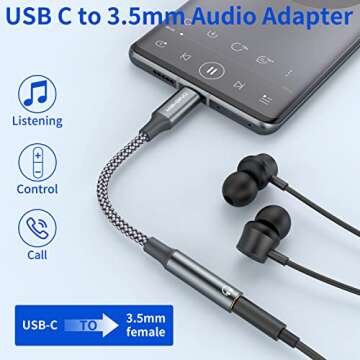 OneKer USB Type C to 3.5mm Headphone Jack Adapter (2-Pack)