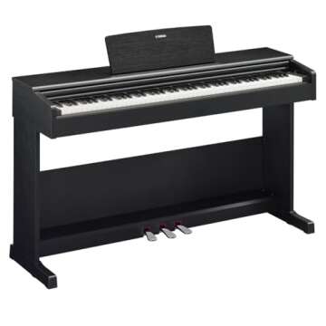 Yamaha Arius, 88-Key Weighted Action Digital Beginner and Intermediate Players, Dynamic Response, Grand Piano Sound, 3-Pedal Unit, Upright Design, Bench Included, Black, (YDP105B)