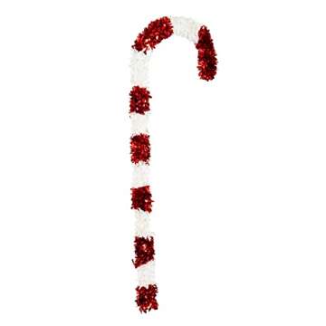 Bright Creations 2 Pack Giant Christmas Candy Cane Decorations, Outdoor Red and White Tinsel Decor for Xmas Holiday, Festive Giant Candy Cane for Christmas Celebration (50 in)