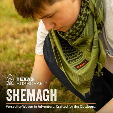 Texas Bushcraft Tactical Shemagh - Authentic Keffiyeh 100% Cotton for your Camping, Hiking and Backpacking Gear(Coyote Brown)