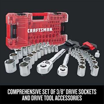 CRAFTSMAN VERSASTACK Mechanic Tool Set, 71-Piece, 1/4-in and 3/8-in Drive, SAE and Metric, Ratchets, Sockets, Hex Keys, Adaptor and More, Polish Chrome Finish (CMMT45071)