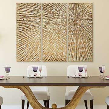 Empire Art Direct Abstract Wall Art Textured Hand Painted Canvas by Martin Edwards, Triptych, 48" x 20 each, Sunshine