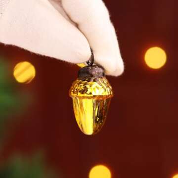 Indian Shelf Gold Hanging Ornaments - 25 Premium Glass Christmas Ornaments - Vintage, Reusable, Non-Fading Gold Christmas Decorations