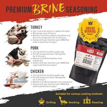 Lanes Signature Brine, Large Turkey Brine Seasoning Enough Brine for 2 Soaks, 100% Natural, No Preservatives, No-MSG, Gluten-Free, For Use With 25 Lbs Turkey Brine Bag, Made in USA, (20oz)