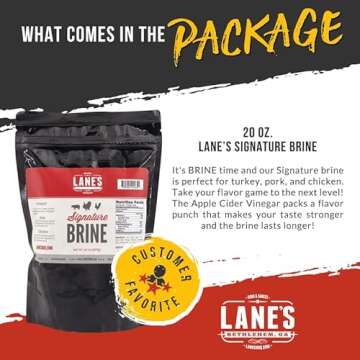 Lanes Signature Brine, Large Turkey Brine Seasoning Enough Brine for 2 Soaks, 100% Natural, No Preservatives, No-MSG, Gluten-Free, For Use With 25 Lbs Turkey Brine Bag, Made in USA, (20oz)