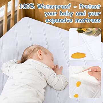 Yoofoss Waterproof Crib Mattress Protector 2 Pack, Quilted Crib Mattress Pad Cover Ultra Soft and Breathable, Machine Washable Toddler Mattress Protector for Standard Baby Crib Size 52''x28''