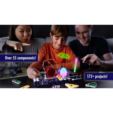 Snap Circuits LIGHT Electronics Exploration Kit | Over 175 Exciting STEM Projects | Full Color Project Manual | 55+ Snap Circuits Parts | STEM Educational Toys for Kids 8+,Multi