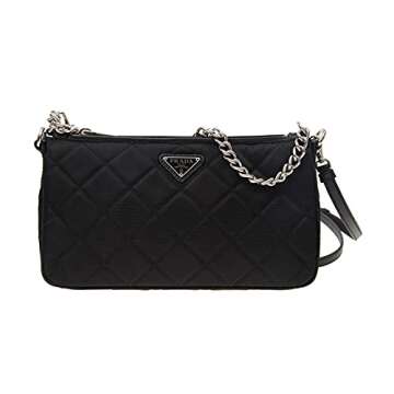 Prada Quilted Tessuto Nylon Chain Black Convertible Shoulder Bag 1BH026