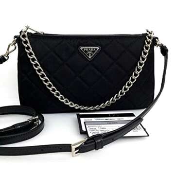 Prada Black Quilted Nylon Chain Shoulder Bag 1BH026