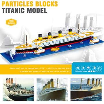 SEASUN Titanic Ship Micro Mini Building Blocks Set, 1860pcs 3D Titanic Model Building Set Micro Mini Blocks, DIY Bricks Toys Gift for Adults and Kids Age 14+