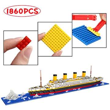 SEASUN Titanic Ship Micro Mini Building Blocks Set, 1860pcs 3D Titanic Model Building Set Micro Mini Blocks, DIY Bricks Toys Gift for Adults and Kids Age 14+