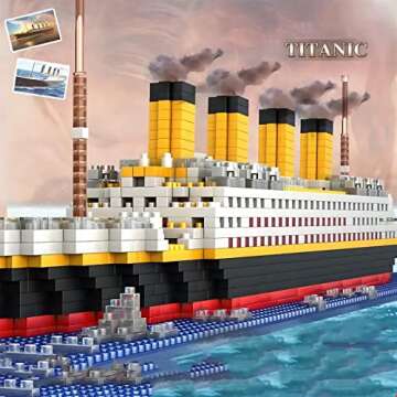 SEASUN Titanic Ship Micro Mini Building Blocks Set, 1860pcs 3D Titanic Model Building Set Micro Mini Blocks, DIY Bricks Toys Gift for Adults and Kids Age 14+