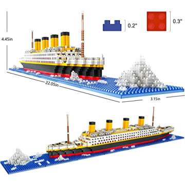 SEASUN Titanic Ship Micro Mini Building Blocks Set, 1860pcs 3D Titanic Model Building Set Micro Mini Blocks, DIY Bricks Toys Gift for Adults and Kids Age 14+