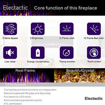 50-Inch Electric Fireplace with Remote & Timer