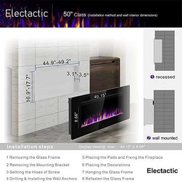 50-Inch Electric Fireplace with Remote & Timer