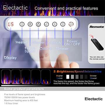 50-Inch Electric Fireplace with Remote & Timer