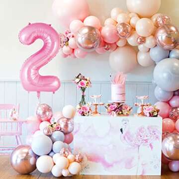 Pink Number 2 Balloon 40 Inch, Big Large Foil Helium Number Balloons, Jumbo Giant Mylar Number 2 Balloons for 2 Second Birthday Party Decorations Supplies Anniversary Celebration