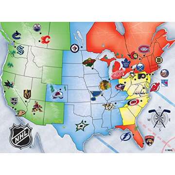 MasterPieces Sports Puzzle - All Teams 500 Piece Jigsaw Puzzle for Adults - NHL League Hockey Map - 21 x 15