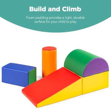 Best Choice Products 5-Piece Kids Climb & Crawl Soft Foam Block Activity Play Structures for Child Development, Color Coordination, Motor Skills - Multicolor