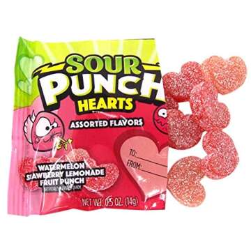 Valentine's Day Sour Punch Hearts Gummy Candy Assorted Flavors, 13 Ounce Bag