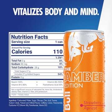 Red Bull Amber Edition Strawberry Apricot Energy Drink - Pack of 24, 8.4 Fl Oz