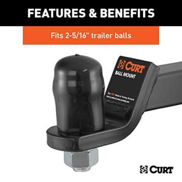 CURT 21811 Black Rubber Trailer Hitch Ball Cover, 2-5/16-Inch Diameter