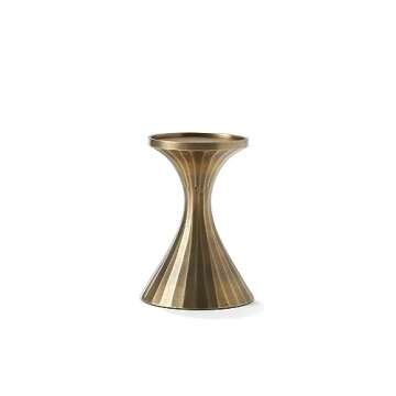 LampLust Metal Pillar Candle Holder - 5.5 Inch Tall Candle Holders for Pillar Candles, Aged Brass Finish, Modern Candle Holder for Coffee Table Decor, Wedding Centerpieces & Home Décor