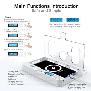 ySky Portable Smart Auto Phone Timer Lock Box for iPhone and Android Phones, Self-Control Timer Locker to Help Kids,Students, Adults Focus Back,Prevent Excessive Games, Mobile Phone Addiction(New)