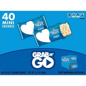 Rice Krispies Treats Mini Squares, Kids Snacks, Lunch Snacks, Grab n' Go, Original, 15.5oz Box (40 Bars)