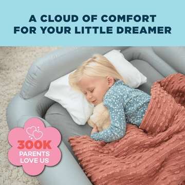 SlumberPod SlumberTot Inflatable Toddler Travel Bed - Portable Kids Air Mattress with Safety Bumpers - Perfectly Sized Ideal for Travel or Home Use - Includes Electric Pump