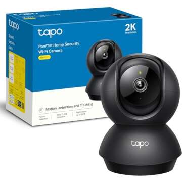 Tapo TP-Link 2K Pan/Tilt Indoor Security Camera for Baby Monitor, Pet Camera | Motion Detection & Tracking | 2-Way Audio | Cloud & SD Card Storage | Works w/Alexa & Google Home | Black C211