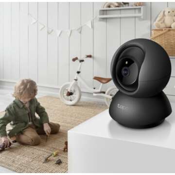 Tapo TP-Link 2K Pan/Tilt Indoor Security Camera for Baby Monitor, Pet Camera | Motion Detection & Tracking | 2-Way Audio | Cloud & SD Card Storage | Works w/Alexa & Google Home | Black C211