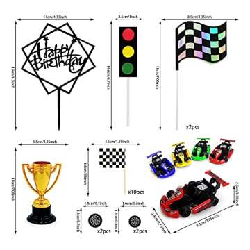 Racing Car Cake Decoration Racing Car Cake Topper Racing Car Birthday Cake Decorations Racing Car Party Favors for Kids Racing Car Theme Birthday Supplies Cars Party Favors