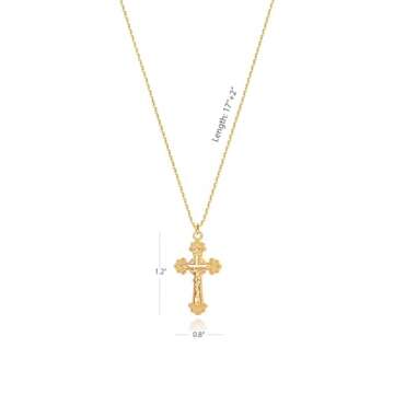 Partm Jesus Cross Necklace for Women 14K Gold Plated Choker Holy Cross Chain Dainty Faith Crucifix Pendant Baptism Christian Necklace for Women Trendy Religious Jewelry Non Tarnish Hypoallergenic