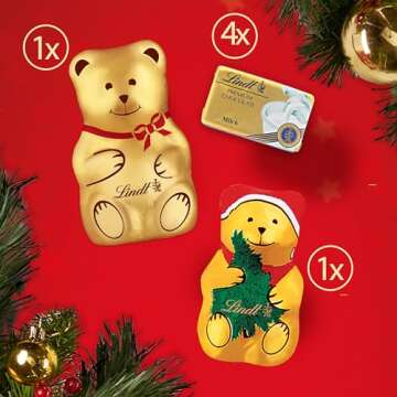 Lindt Holiday Teddy Bear Advent Calendar Assorted Chocolate Candy, 4.5 oz.