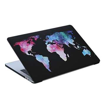 Case Star for MacBook Pro 13 Inch Case World Map 2019 2018 2017 2016 Release A1706 A1708 A1989 A2159 Ultra Thin Plastic Hard Sleeve Cover & Keyboard Cover & Anti-dust Brush (Map Pattern-Black)