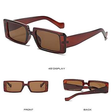 Retro 90s Rectangle Sunglasses for Men & Women