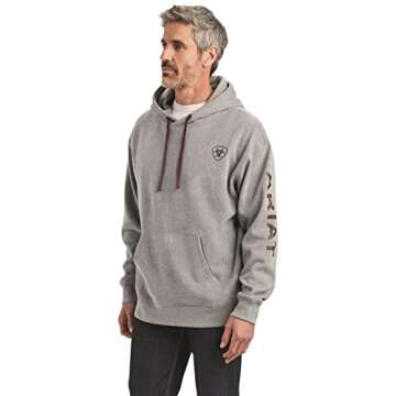 Ariat Logo Hoodie Heather Grey - Men's Large Size