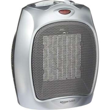 Amazon Basics 1500W Ceramic Indoor Space Heater - Adjustable Thermostat, Compact Design