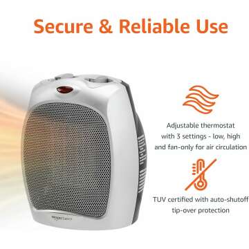 Ceramic Space Heater with Adjustable Thermostat - Amazon Basics