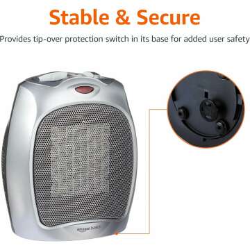 Ceramic Space Heater with Adjustable Thermostat - Amazon Basics