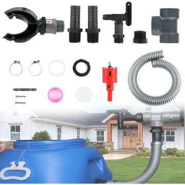 Rain Barrel Connection Kit, Rainwater Diverter Kit, Rainwater Collector, Outdoor Rainwater Filters Water Collection System Catch Rain Water