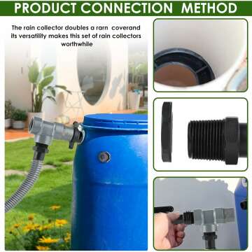 Rain Barrel Connection Kit, Rainwater Diverter Kit, Rainwater Collector, Outdoor Rainwater Filters Water Collection System Catch Rain Water