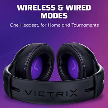 Victrix Gambit Black Wireless and Wired Gaming Headset with Mic - Playstation PS4, PS5 - Esports-Ready Pro Audio, Noise Cancelling Microphone, Ultra-Comfort Over The Ear Headphones