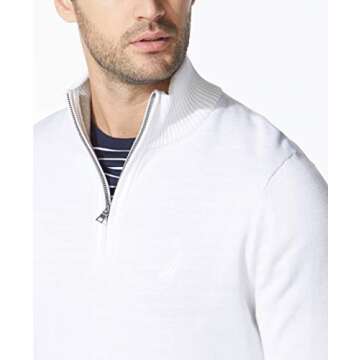 Nautica Men's Quarter-Zip Sweater, Bright White, X-Small