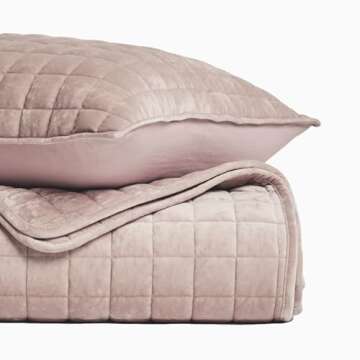 RECYCO Luxury Velvet Quilt Queen Size, Ultra Soft Velvet Bedding Sets, Lightweight Quilted Velvet Comforter Set, Channel Stitch Oversized Bedspread Coverlet with 2 Pillow Shams, Rose Pink