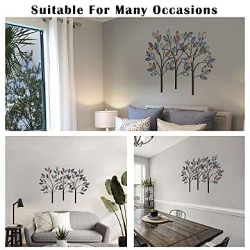 Asense 40 Inch Metal Tree Leaf Wall Art Sculptures Home Decor, Branches of Nature Tree of Life Hanging Wall Decoration for Outdoor Indoor Bedroom