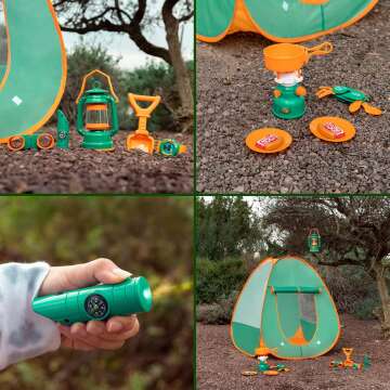 FUN LITTLE TOYS Pop Up Tent with Kids Camping Gear Set