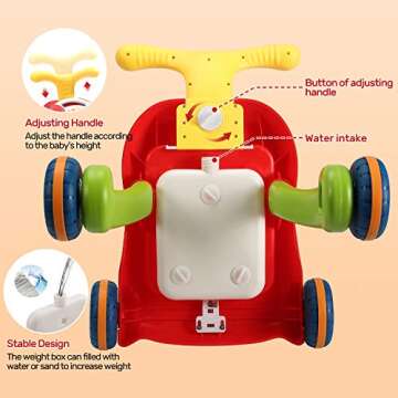 CUTE STONE Sit-to-Stand Learning Walker, 2 in 1 Baby Walker, Early Educational Child Activity Center, Multifunctional Removable Play Panel, Baby Music Learning Toy Gift for Infant Boys Girls