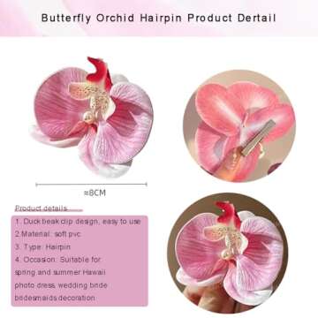 12 Pieces Flower Hair Clips Bohemian Butterfly Orchid Hair Barrettes for Beach Party Spring Photo Prop, Artificial Hawaiian Boho Hairclip Flower Hair Accessories for Women Girls Bridal Headwear